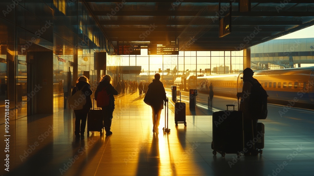 Fototapeta premium Documenting the journey from check in to boarding at airports and train stations
