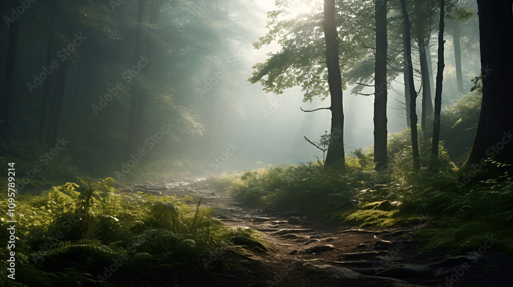 Fototapeta premium misty morning in the forest