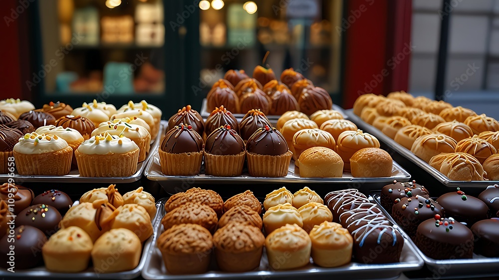 Gourmet pastries with intricate designs and vibrant flavors, perfectly arranged for dessert lovers and professional culinary presentations.