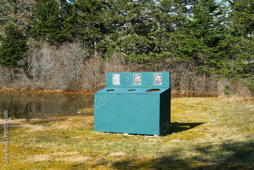 Recycling Bin for Waste Sorting in a Canadian Nature Reserve photo