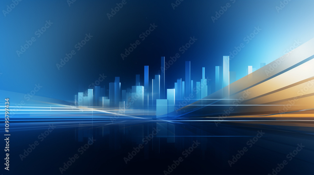 Sunset Casting Warm Glow on Majestic Glass Skyscrapers, Modern blue skyscrapers at downtown district. Sunset Casting Warm Glow on Majestic Glass Skyscrapers, Modern blue skyscrapers at downtown district.