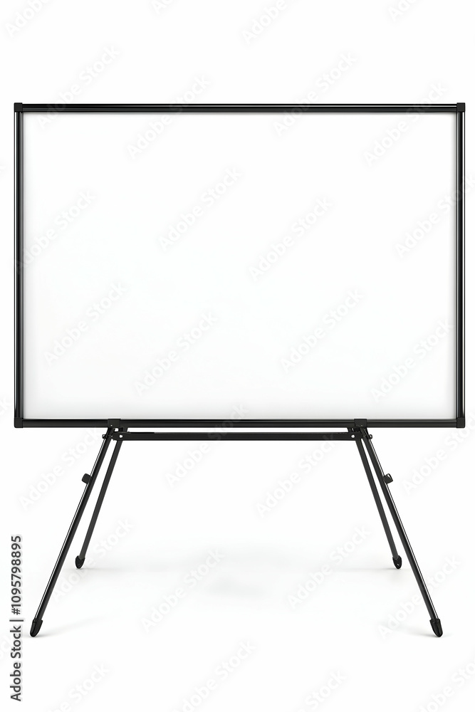 Blank Whiteboard on Tripod Stand 3D Render Blank Whiteboard on Tripod Stand 3D Render