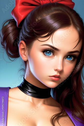 Beautiful mysterious girl. Imitation of painting. Stylized illustration.