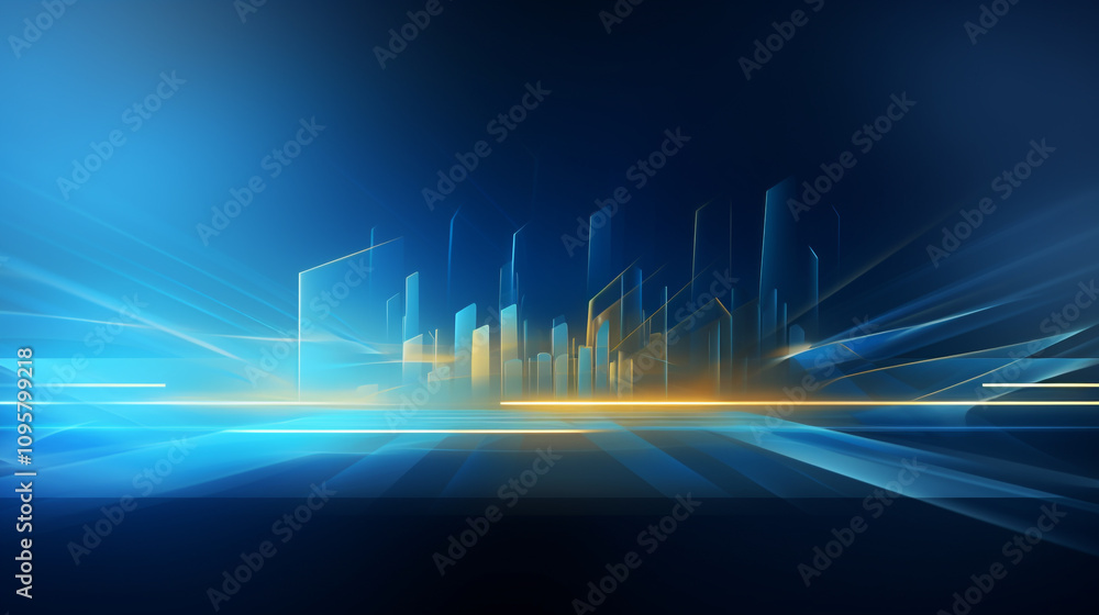digital technology smart city abstract background, Futuristic digital cityscape with blue and orange lights. digital technology smart city abstract background, Futuristic digital cityscape with blue and orange lights.