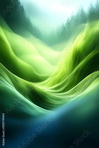 Abstract Green Hills Illust...