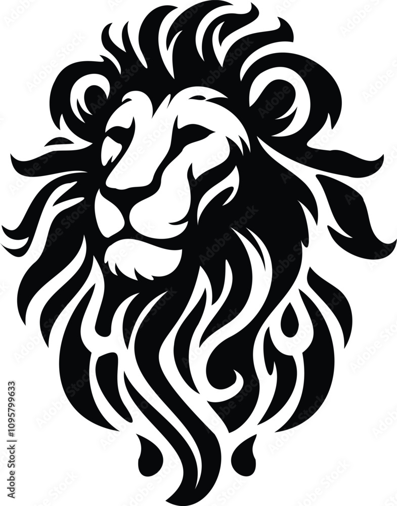 Fototapeta premium Lion Head Silhouette Design Illustration