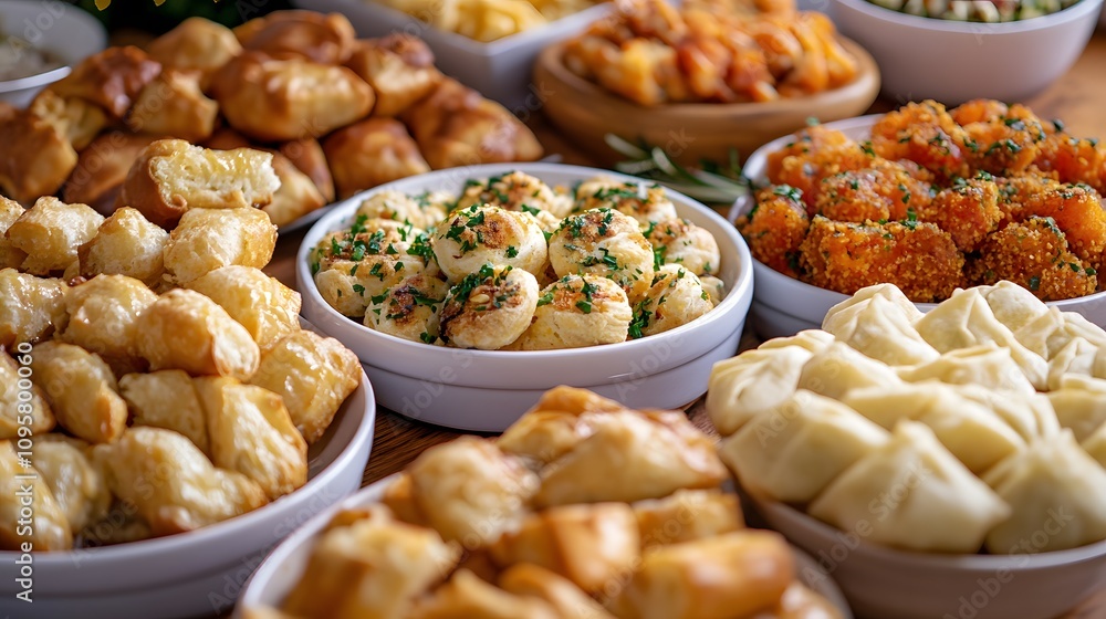 A colorful array of various festive appetizers on display for a celebration. A colorful array of various festive appetizers on display for a celebration.