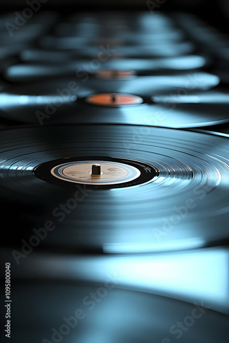 Vinyl Records Close Up 3D I...
