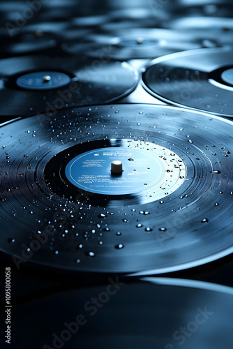 Wet Vinyl Records Closeup P...