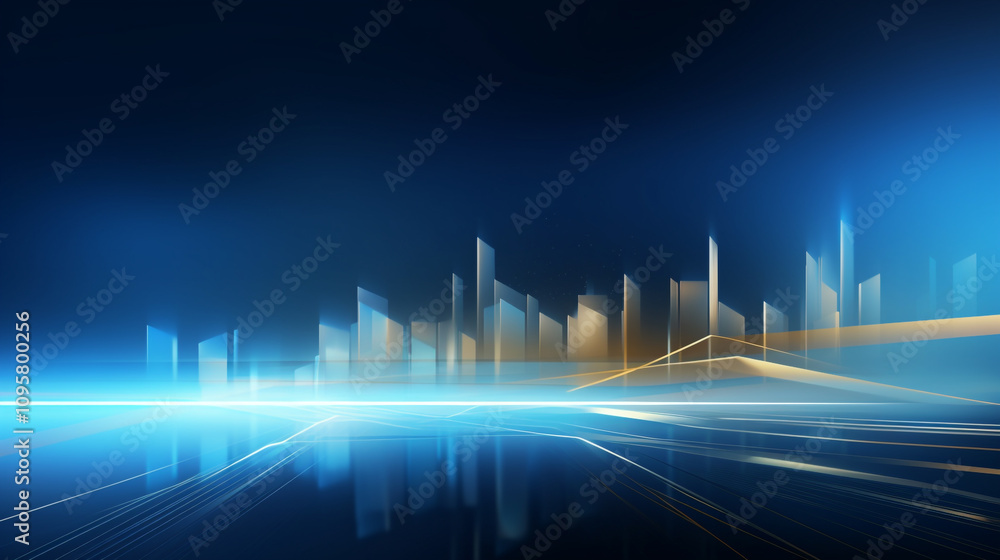 A stunning 3D illustration of a futuristic cityscape, The concept of a futuristic smart city is isolated on a blue background. A stunning 3D illustration of a futuristic cityscape, The concept of a futuristic smart city is isolated on a blue background.