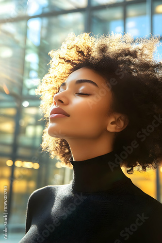 Serene Woman, Sunlit Portra...