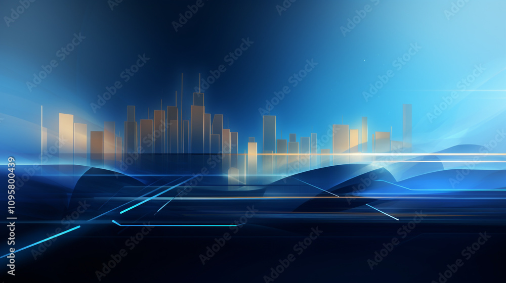 Blue city blueprint plans architecture ephemera, A city skyline with tall buildings and a clear blue sky Blue city blueprint plans architecture ephemera, A city skyline with tall buildings and a clear blue sky
