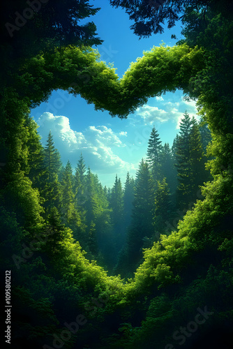 Heart Shaped Forest Illustr...