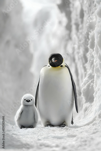Emperor Penguin and Chick i...
