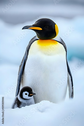 King Penguin and Chick Photo