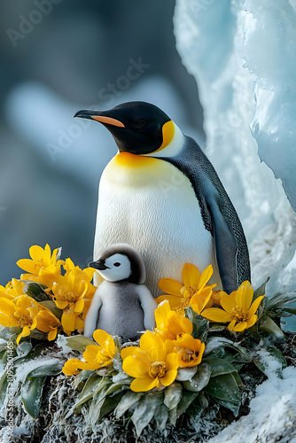 King Penguin and Chick in F...