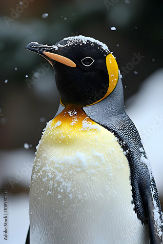 Wallpaper Mural King Penguin in Snowy Weather, Realistic Wildlife Photo Torontodigital.ca