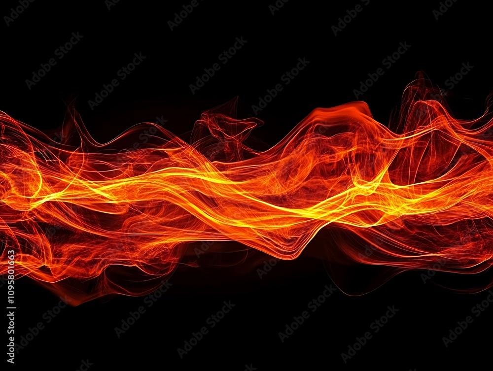 Fototapeta premium Abstract fiery waves on black background.