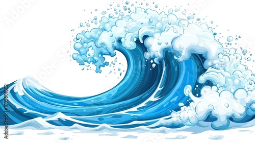 Fototapeta Naklejka Na Ścianę i Meble -  a simple cartoon ocean wave with white background