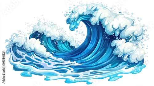 Fototapeta Naklejka Na Ścianę i Meble -  a simple cartoon ocean wave with white background