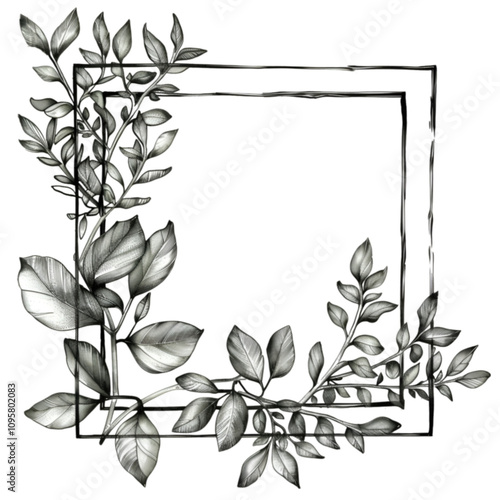 Floral Wreath Coloring Pages Beautiful black and white isolated on white and transparent background. PNG cutout.
