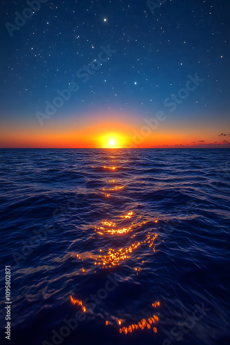 Ocean Sunset Starry Night B...