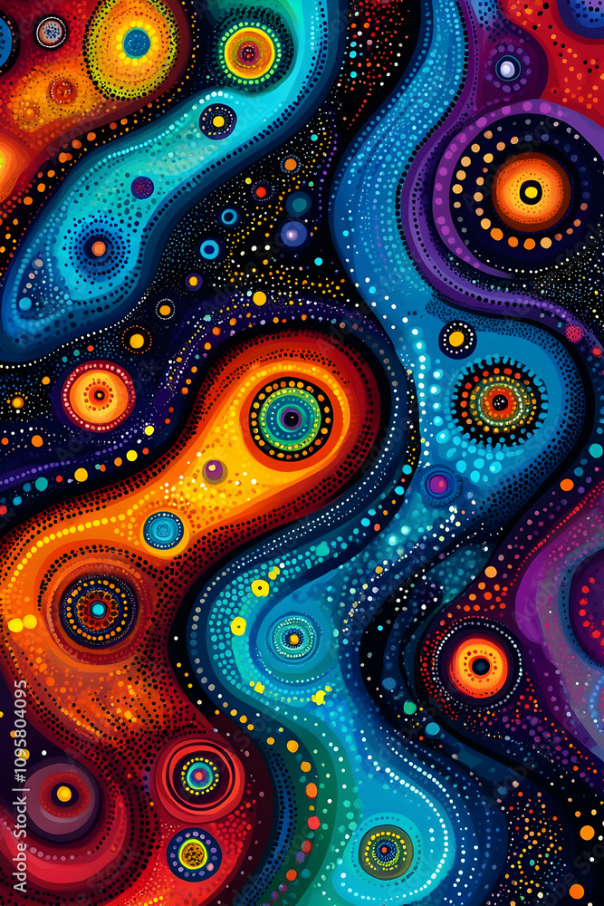 Naklejka premium Vibrant Abstract Dot Painting Illustration