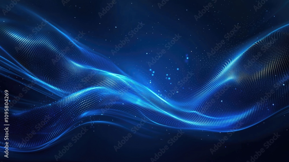 Obraz premium Abstract blue wave background vector presentation design illustration with copy space.