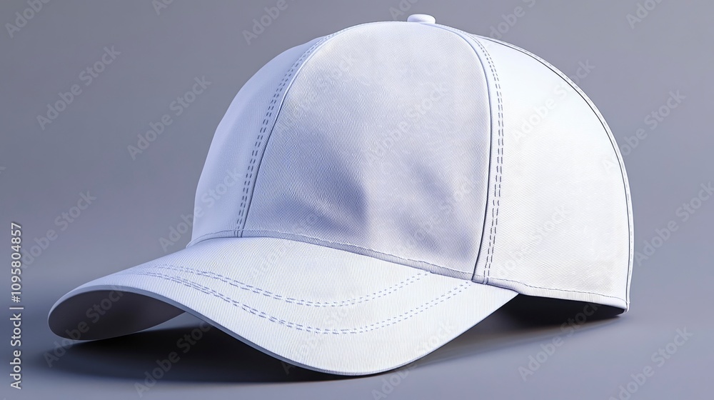 Stylish white baseball cap on a gray background Stylish white baseball cap on a gray background