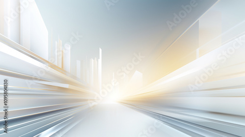 Abstract luxury background with golden elements and shining light effect decoration, dense dangerous fog on the highway without cars