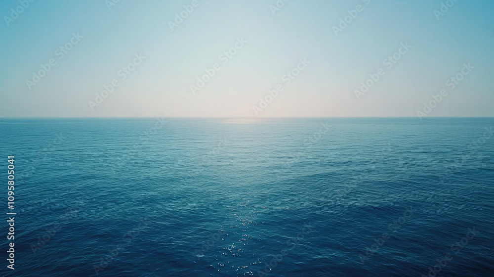 Wide shot of offshore wind turbines on the ocean horizon, contributing to sustainable energy production with a peaceful ocean backdrop Wide shot of offshore wind turbines on the ocean horizon, contributing to sustainable energy production with a peaceful ocean backdrop