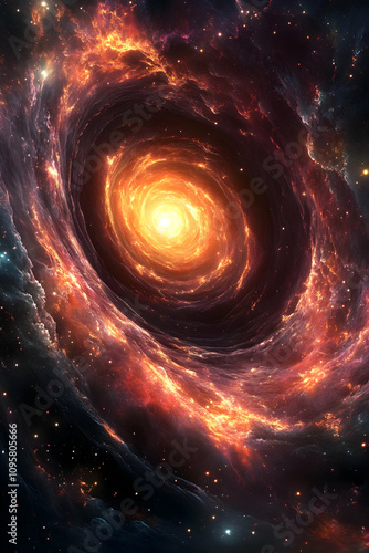 Fiery Nebula Vortex: Cosmic...