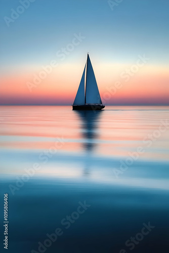 Serene Sunset Sailboat: Pea...