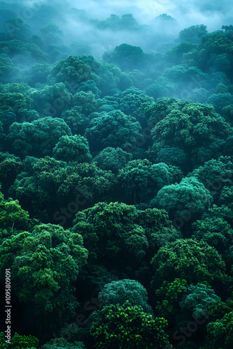 Misty Rainforest Aerial Vie...