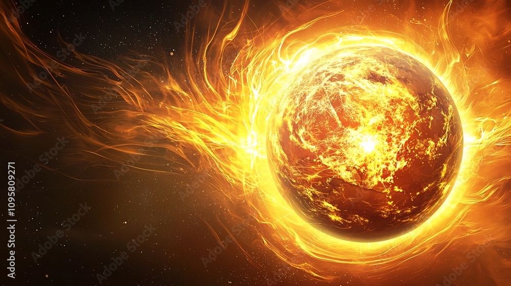 Fototapeta premium Glowing Earth with Radiating Protective Ozone Layer Preservation Concept Visually striking digital art depicting the idea of safeguarding the Earth s atmosphere and environment