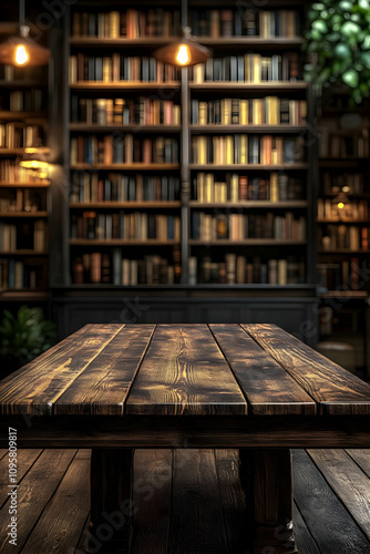 Rustic Wooden Table in Libr...