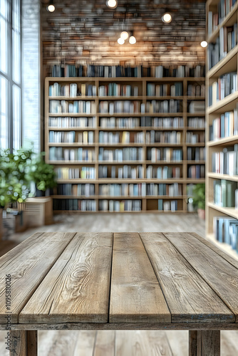 Rustic Wooden Tabletop Libr...