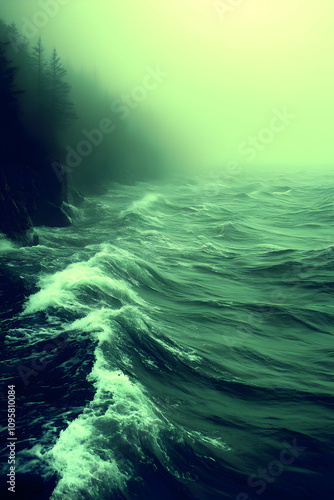 Emerald Ocean Waves Crashin...