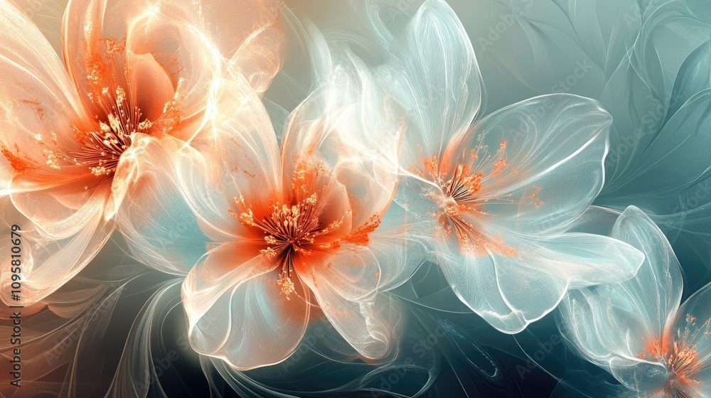 Fototapeta premium A stunning background with translucent flowers, capturing a dreamy and captivating floral design