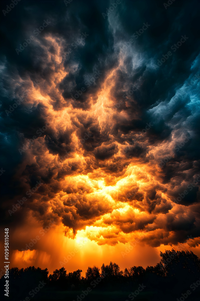 Fiery Storm Cloudscape Illustration Fiery Storm Cloudscape Illustration