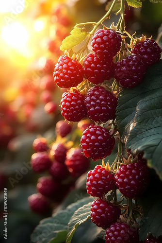 Sunlit Raspberry Harvest - ...