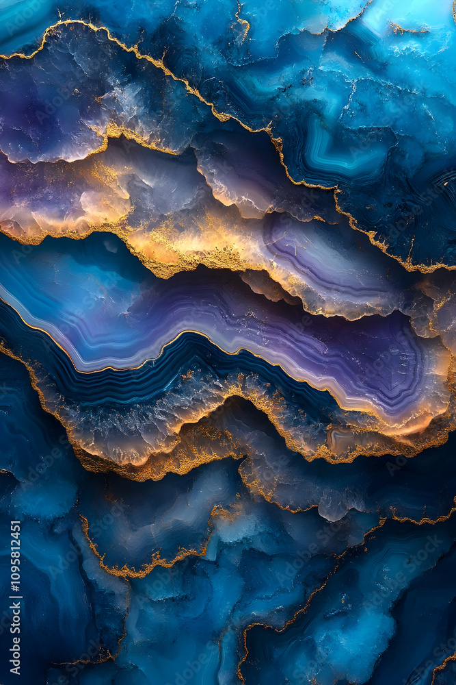 Fototapeta premium Abstract Blue Gold Marble Illustration