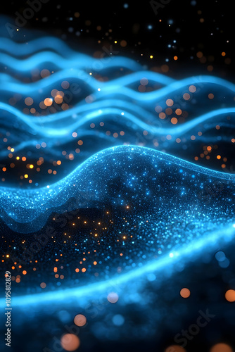 Glowing Blue Abstract 3D Ba...