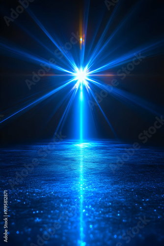 Abstract Blue Light Beam Ba...