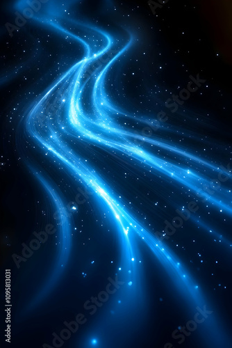 Abstract Blue Glowing Waves...