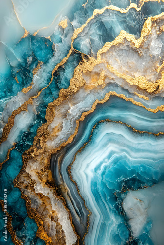 Teal Gold Abstract Agate Il...