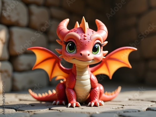 Adorable Red Baby Dragon photo