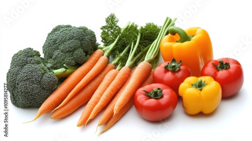 Fresh Assortment of Colorful Vegetables on White Background