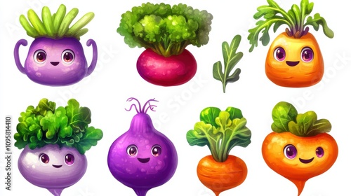 Wallpaper Mural Cute Cartoon Vegetables with Friendly Faces Torontodigital.ca