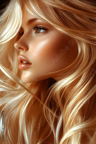 Golden Blonde Hair and Sun-...